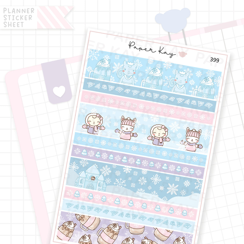 Icy Winter Washi Strip Sticker Sheet
