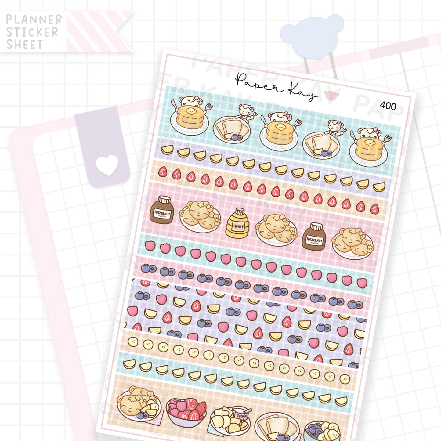 Pancake Day Washi Strip Sticker Sheet