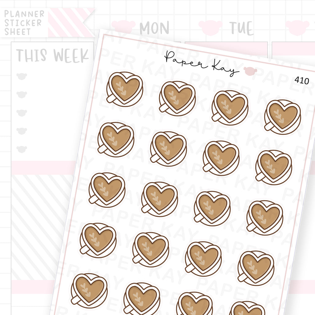 Heart Coffee Mug Sticker Sheet