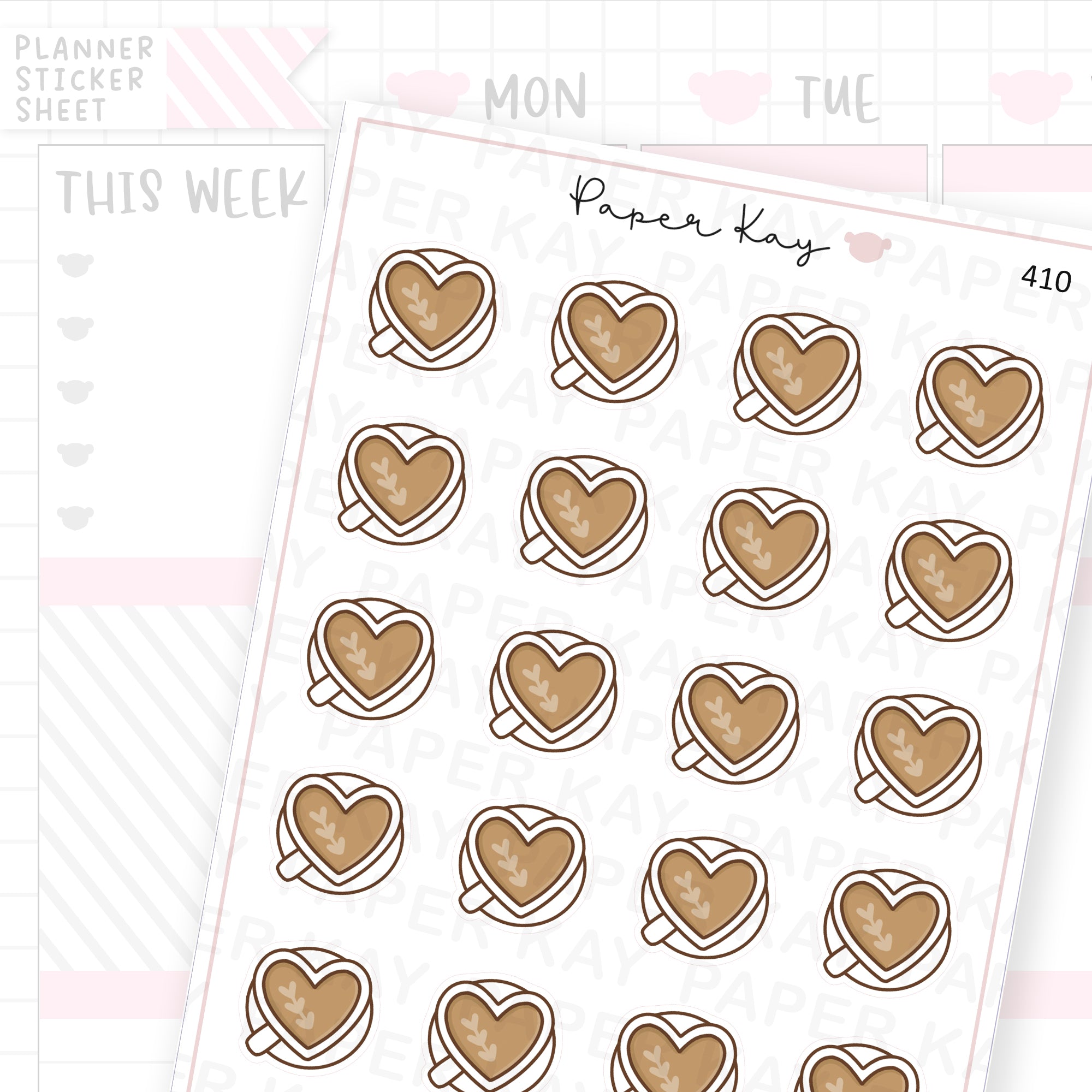 Heart Coffee Mug Sticker Sheet