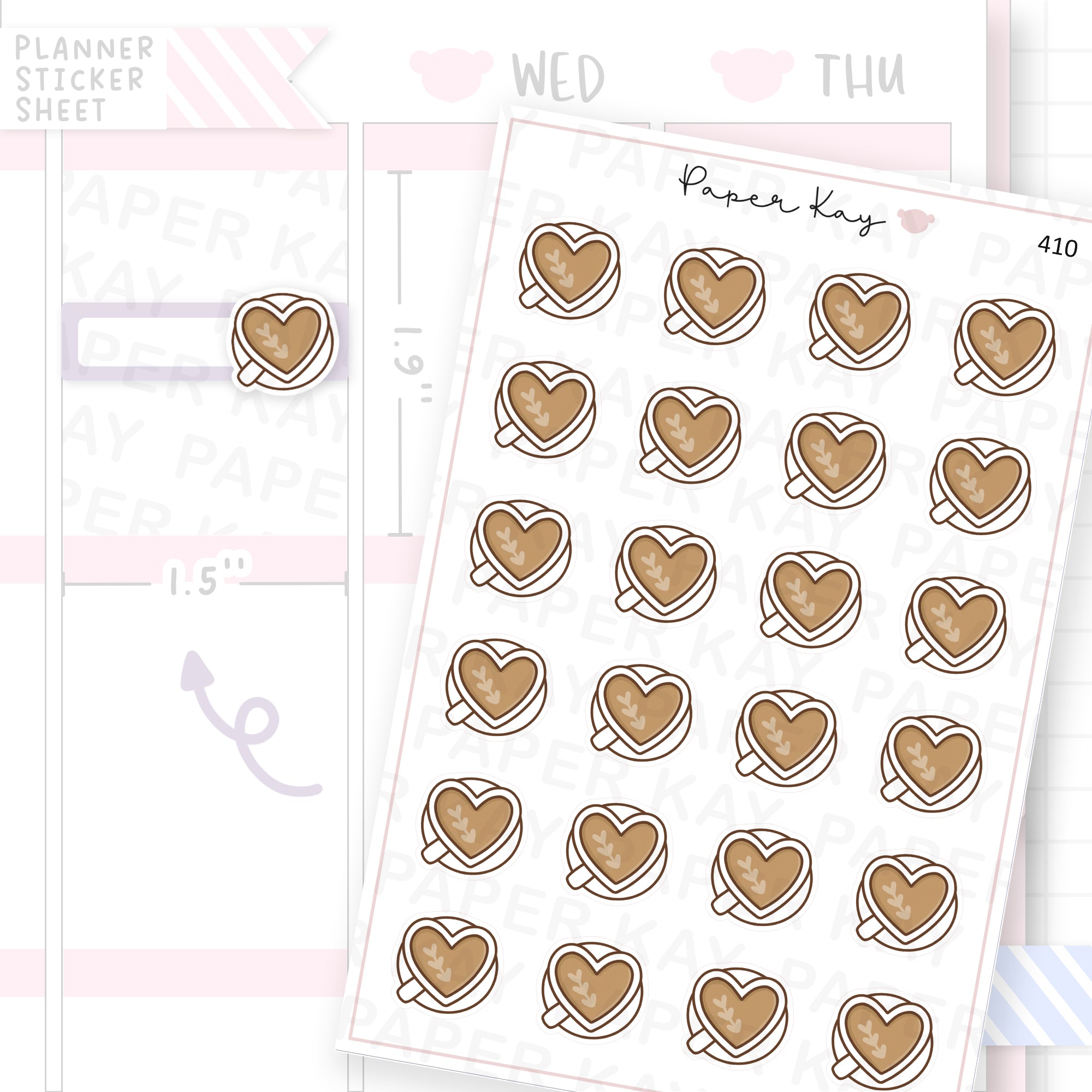 Heart Coffee Mug Sticker Sheet