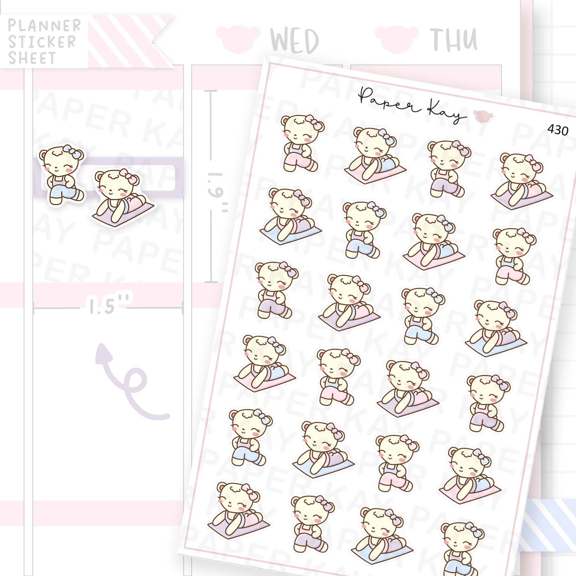 Dot the Bear Stretching Sticker Sheet