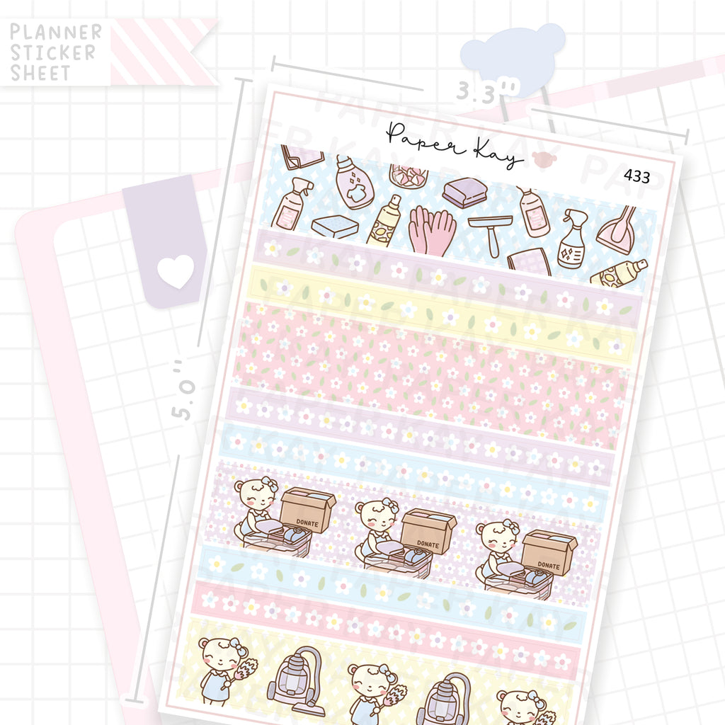 Spring Cleaning Washi Strip Sticker Sheet