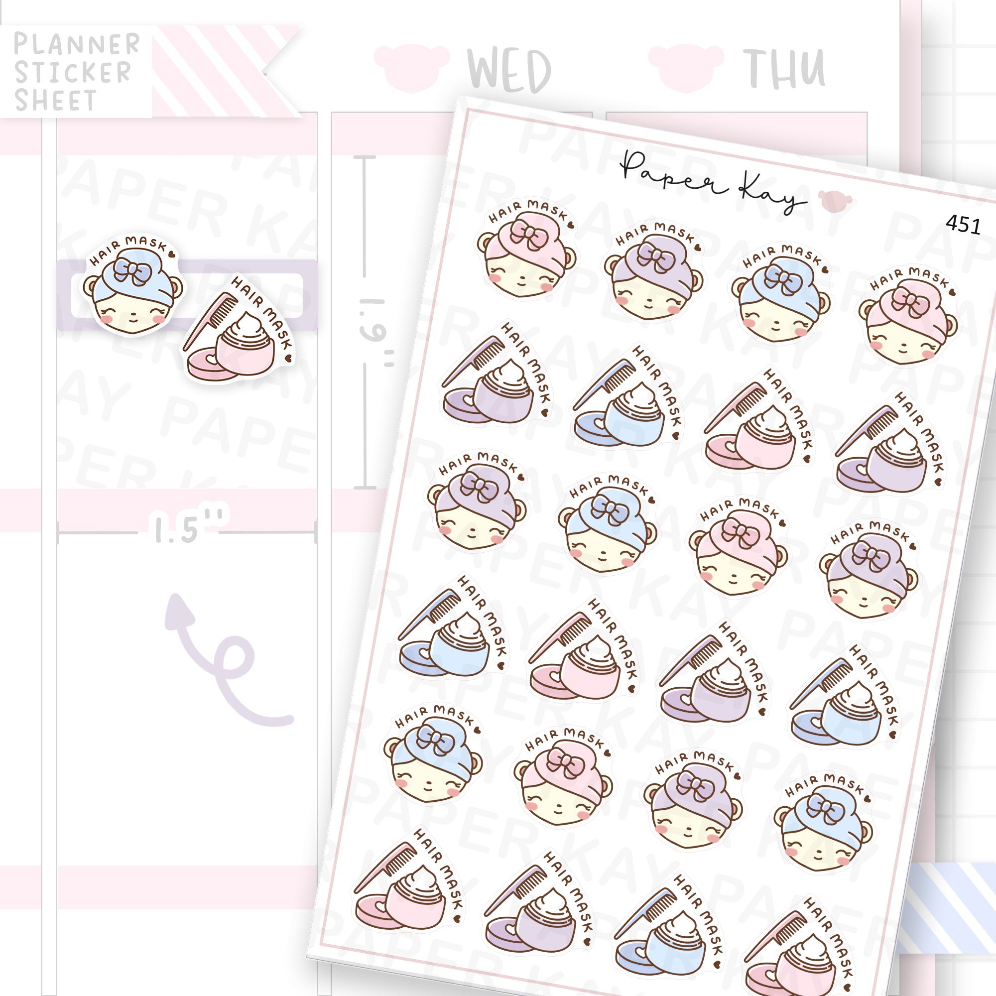 Hair Mask Sticker Sheet