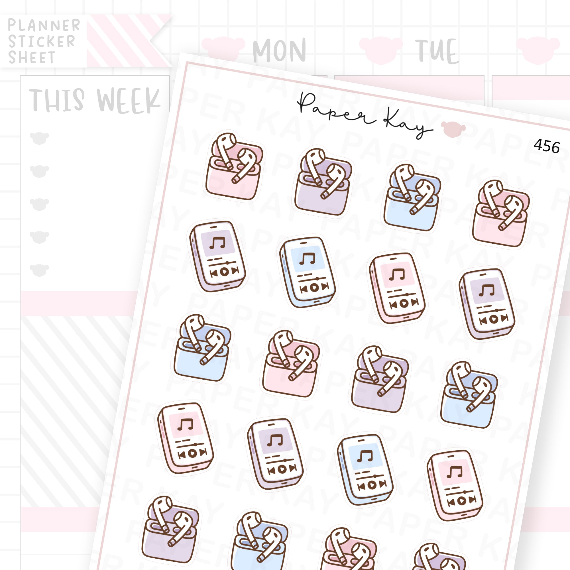Wireless Earphones/Music Sticker Sheet