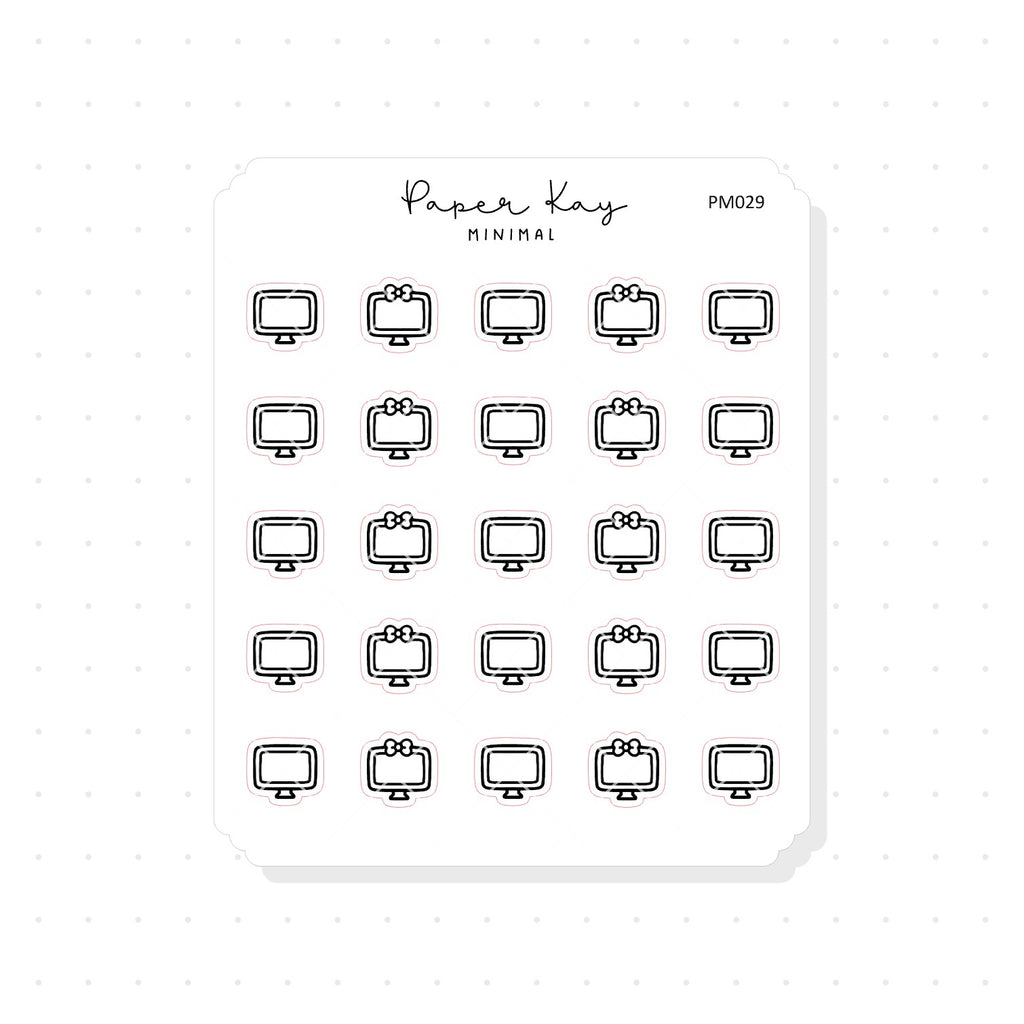 (PM029) Computer / Working - Tiny Minimal Icon Stickers