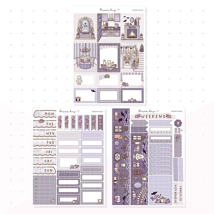 Spooky House Weekly Vertical Kit - Planner Stickers