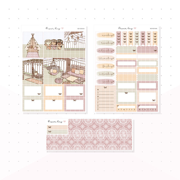 Bohemian Weekly Vertical Kit - Planner Stickers