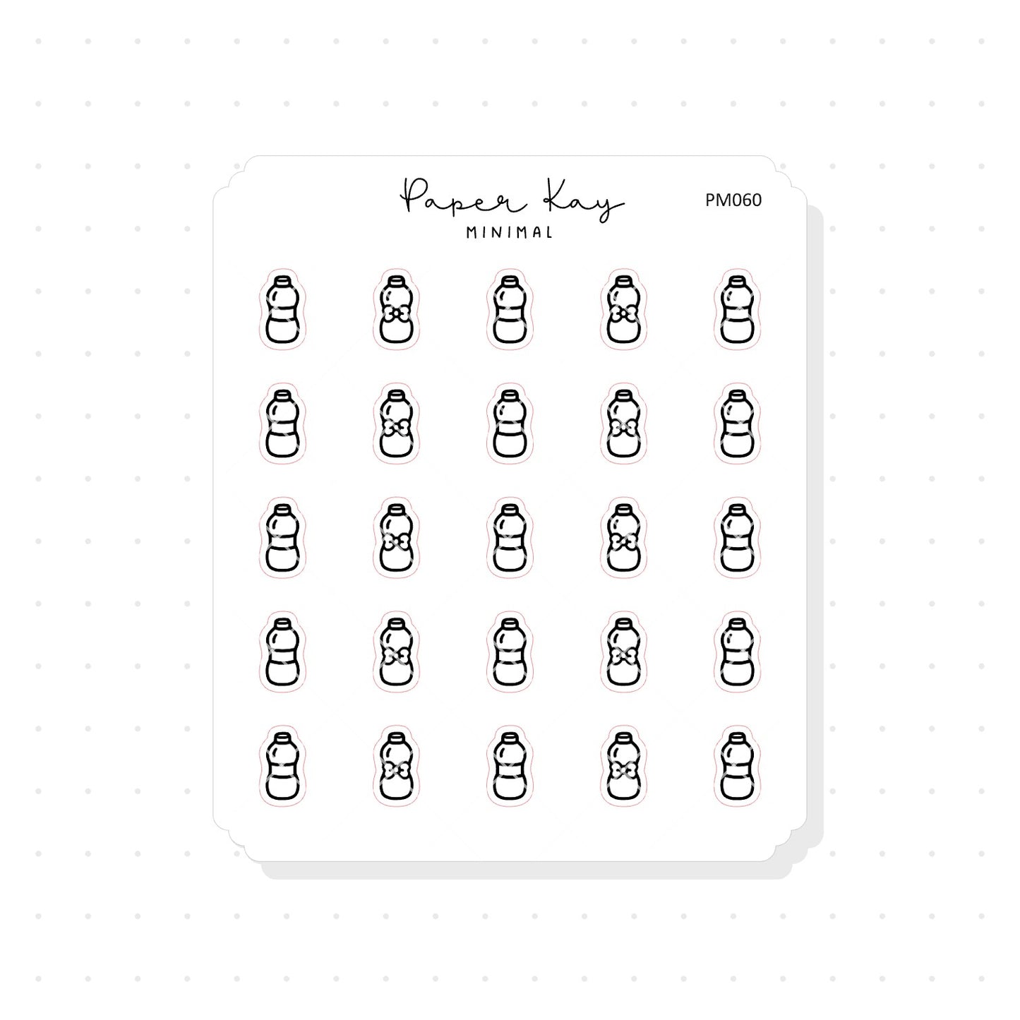 (PM060) Water Bottle / Drink - Tiny Minimal Icon Stickers