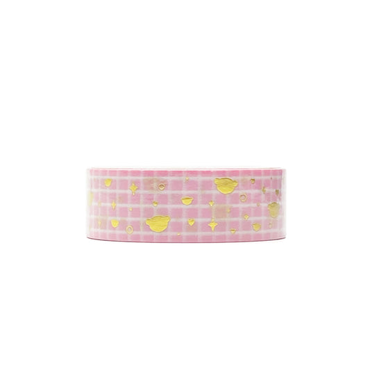 Pink Grid Dot the Bear Sprinkles Washi Tape - Gold Foil