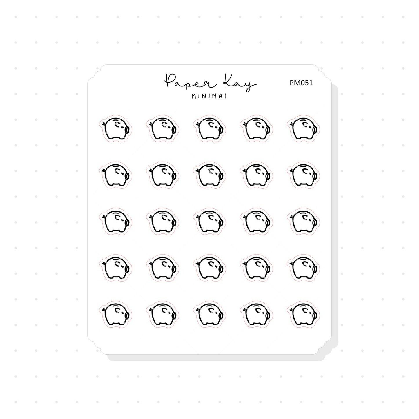 (PM051) Piggy Bank / Saving Money - Tiny Minimal Icon Stickers
