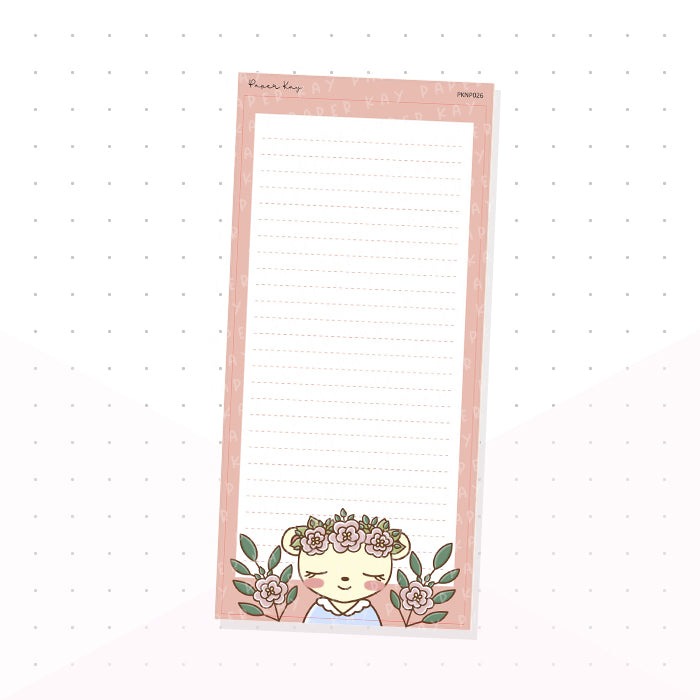 (PKNP026) Botanical Dot the Bear - Lined - Hobonichi Weeks Note Page - Planner Sticker