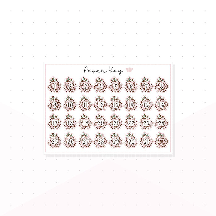 Mini Botanical Flower Date Dots - Planner Stickers