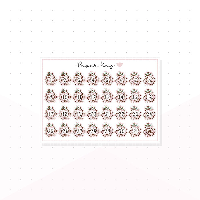Mini Botanical Flower Date Dots - Planner Stickers