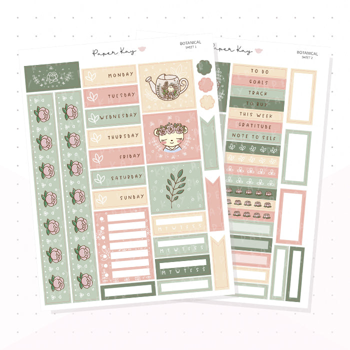 Botanical Hobonichi Cousin Kit - Planner Stickers