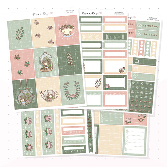 Botanical Weekly Vertical Kit - Planner Stickers