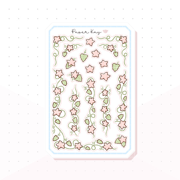 Pink Flower Vines Bujo Decorative Planner Stickers