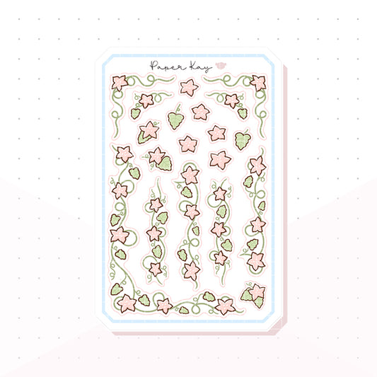 Pink Flower Vines Bujo Decorative Planner Stickers