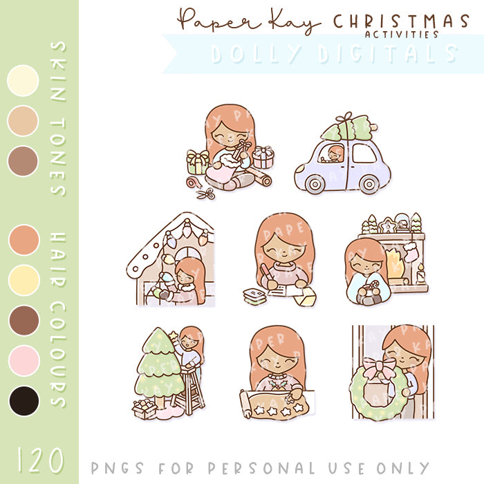 Christmas Activities Dolly Digital PNGs (DD004)
