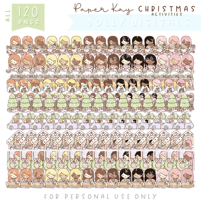 Christmas Activities Dolly Digital PNGs (DD004)