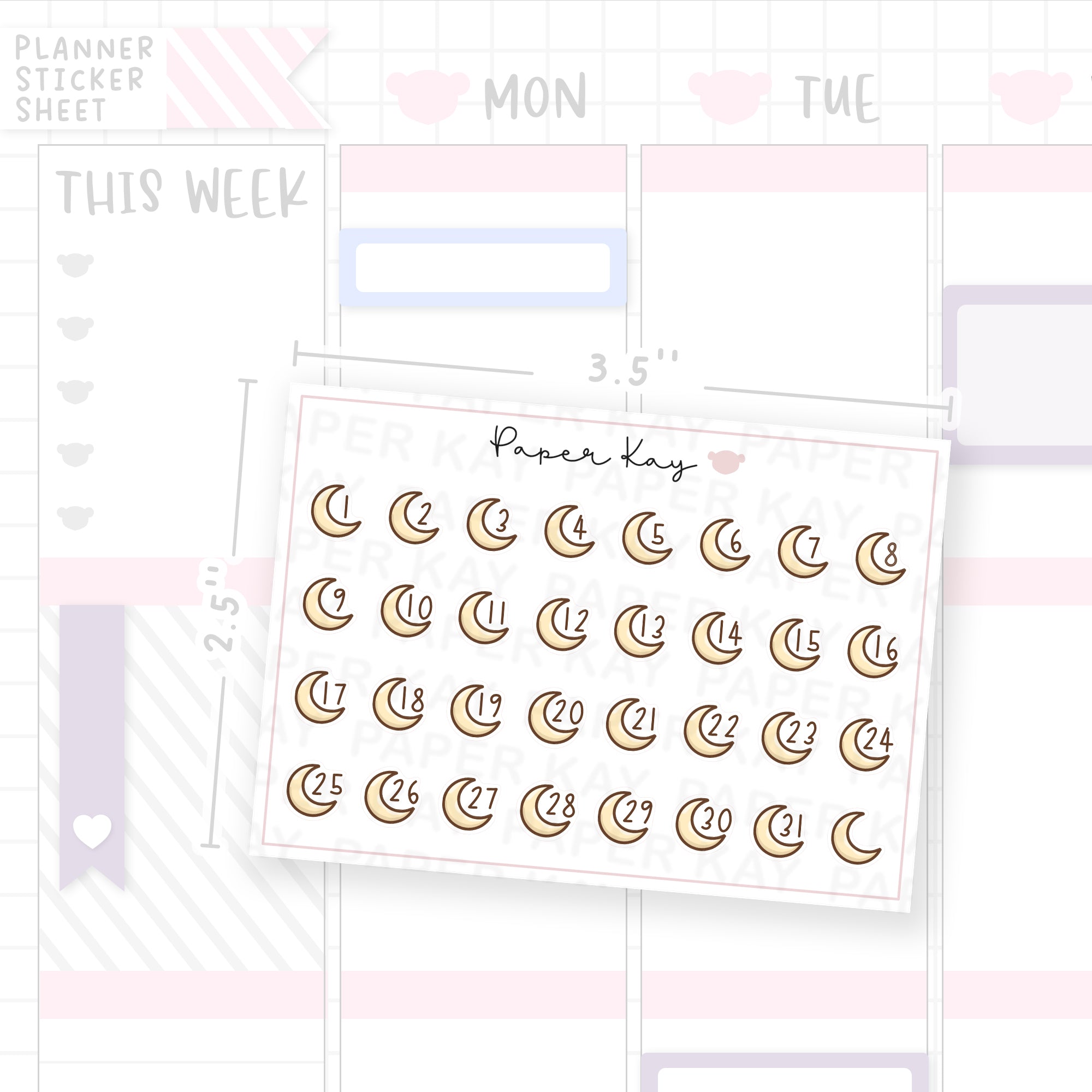 Eid Moon Date Dot Stickers