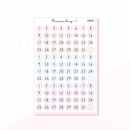 (FS073) Soft Pastels Date Dots - Functional
