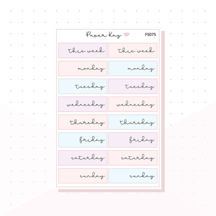 (FS075) Soft Pastels Day Covers - Functional