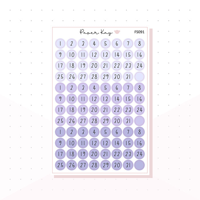 (FS091) Dusty Blue Date Dots - Functional