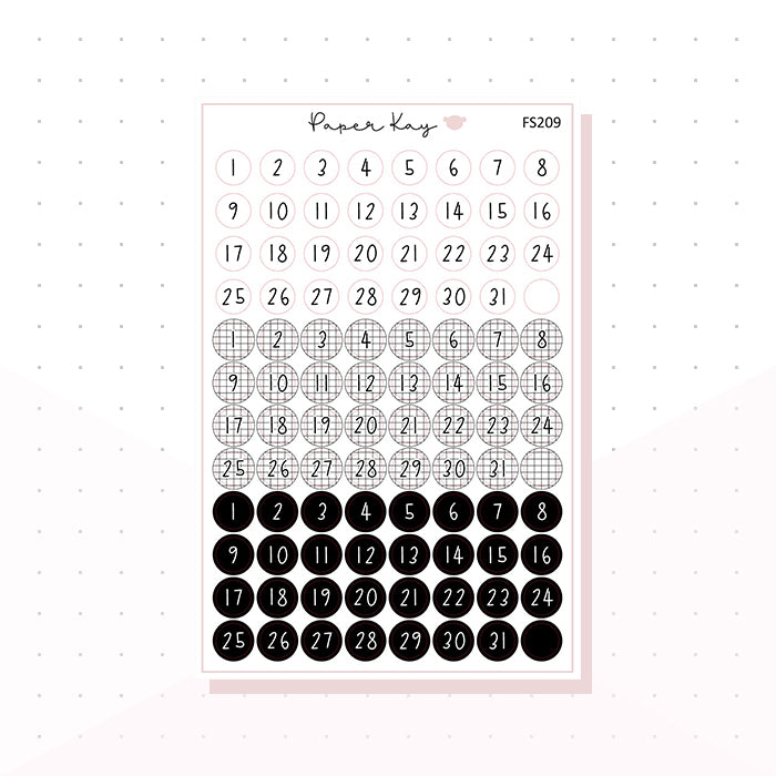 (FS209) Monochrome Date Dots - Functional