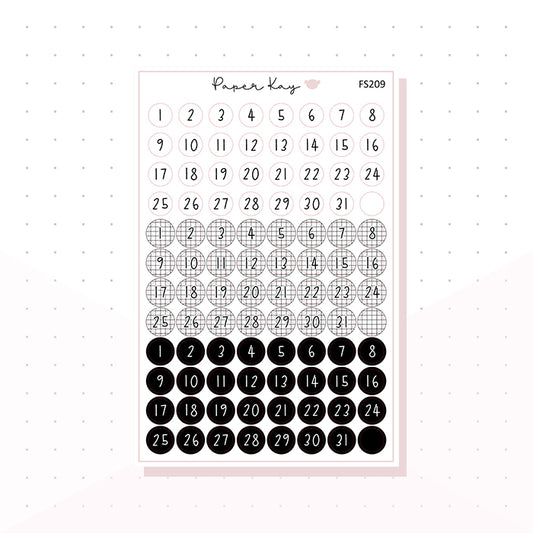 (FS209) Monochrome Date Dots - Functional