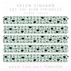 Green Gingham Dot the Bear Sprinkles Washi Tape | Silver Foiled | Happy Holidays Collection