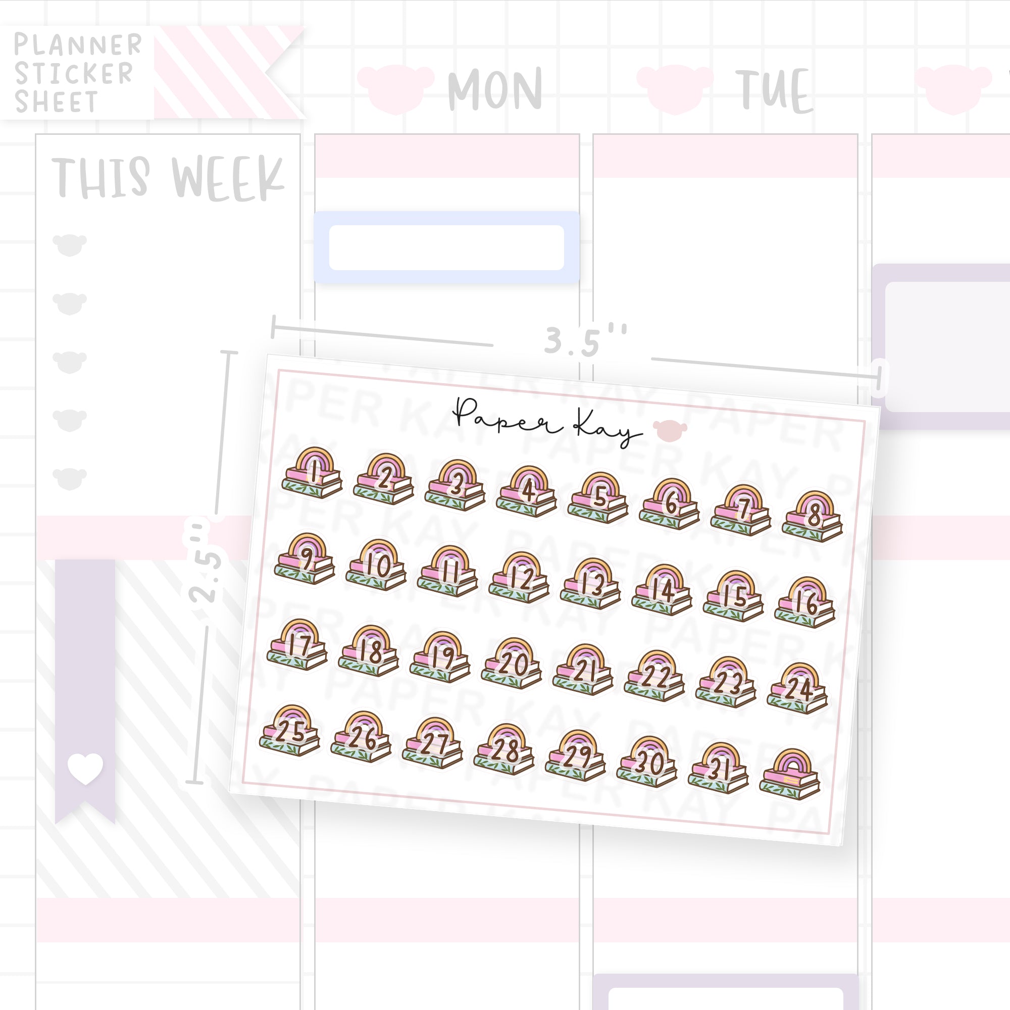 Greener Living Book Stack Date Dot Stickers