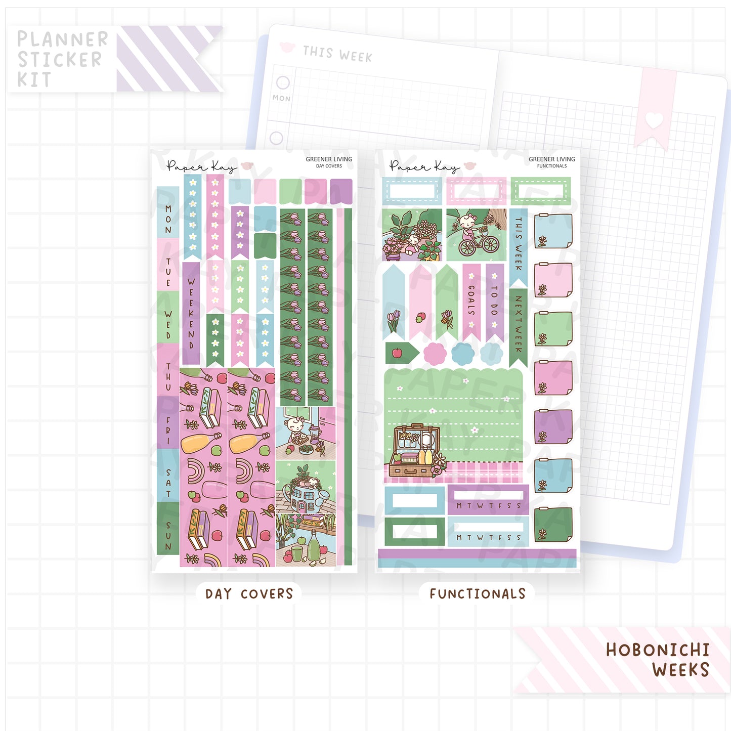 Greener Living Hobonichi Weeks Sticker Kit