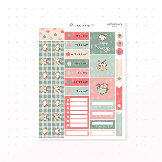 Happy Holidays Hobonichi Cousin Kit - Planner Stickers