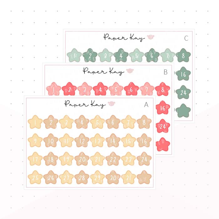 Happy Holidays Star Date Dots - Planner Stickers