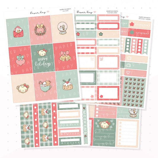 Happy Holidays Vertical Kit - Planner Stickers
