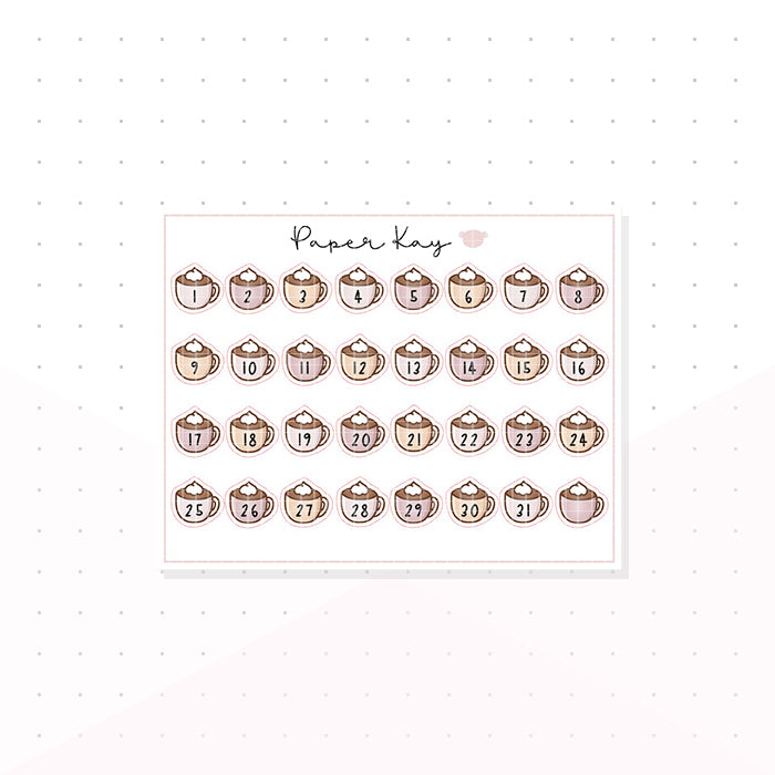 Mini Hot Cocoa Date Dots - Planner Stickers
