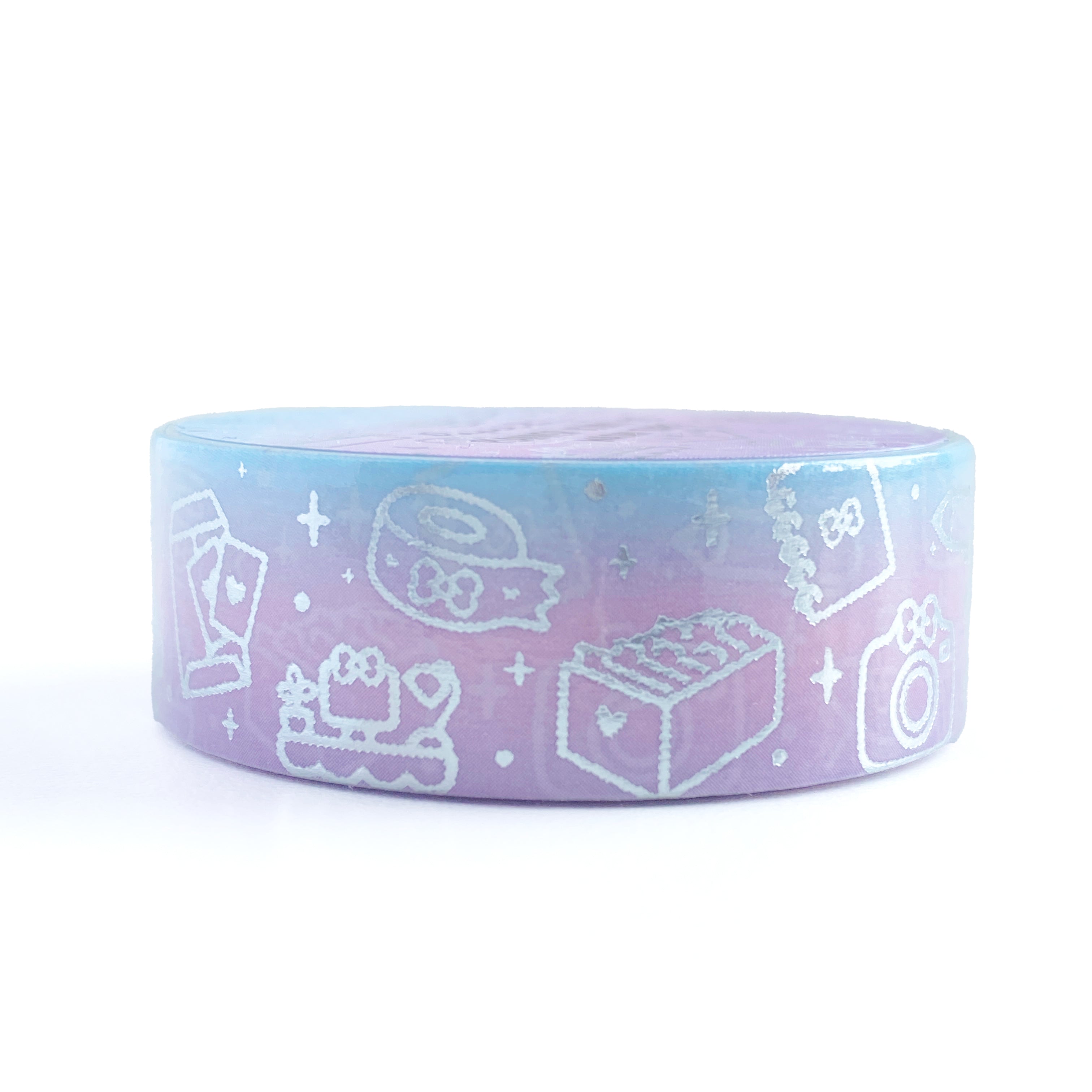 Blue Pink Purple Planner Girl Icons Washi Tape - Silver Foiled