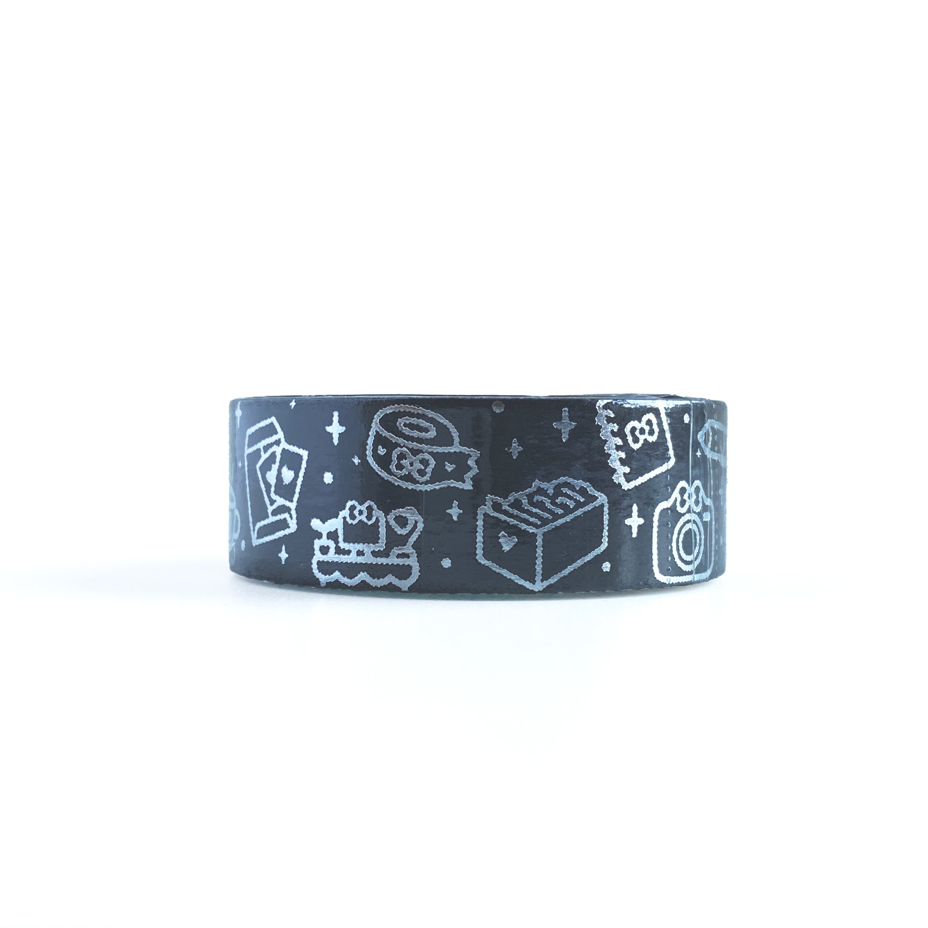 Black Planner Girl Icons Washi Tape - Silver Foiled