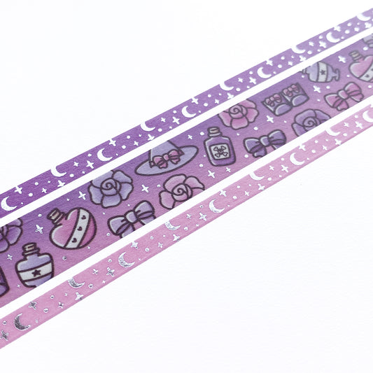 Witchy 01 Washi Tape (Set of 3) - Silver Foil