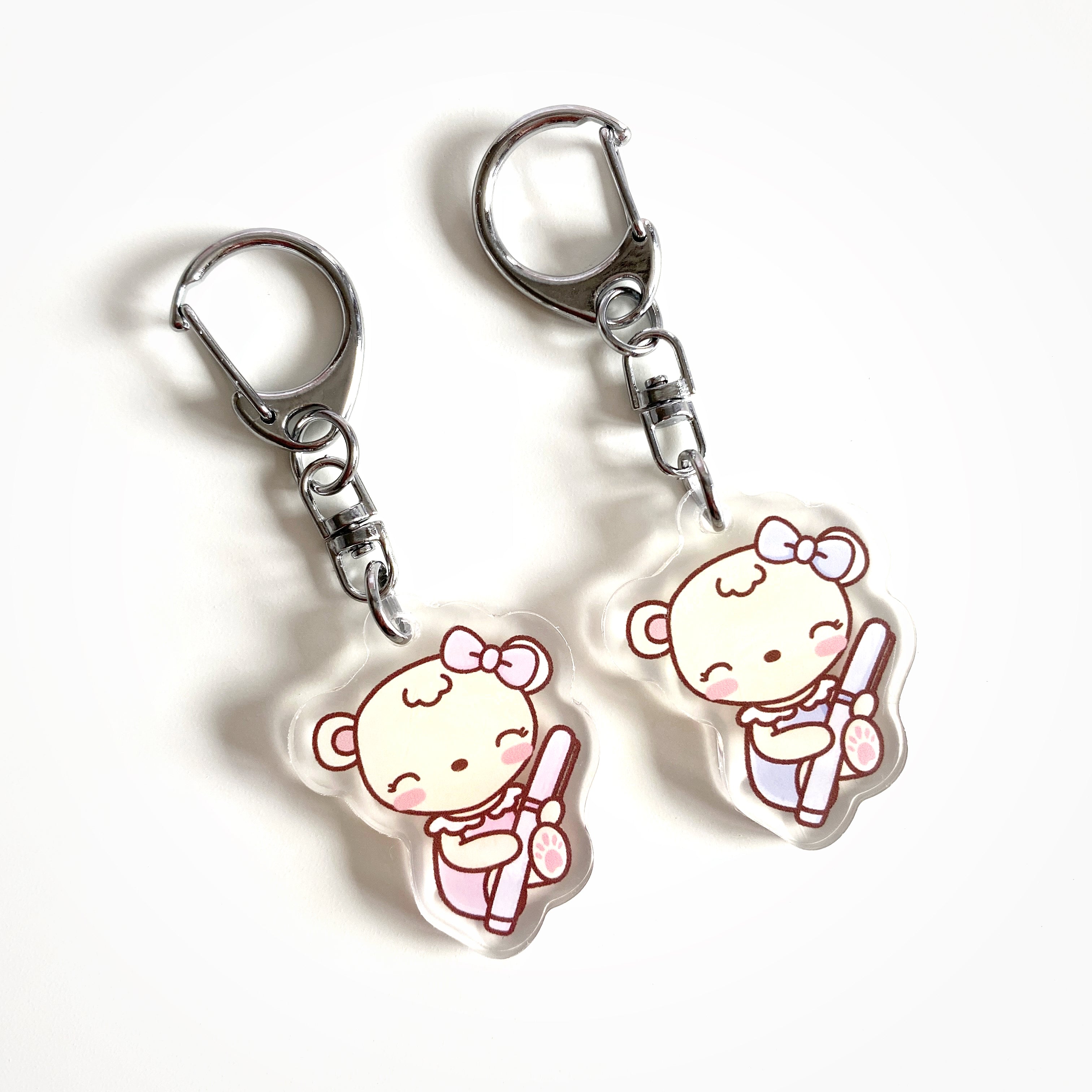 Dot the Bear and Pen Acrylic Keychain