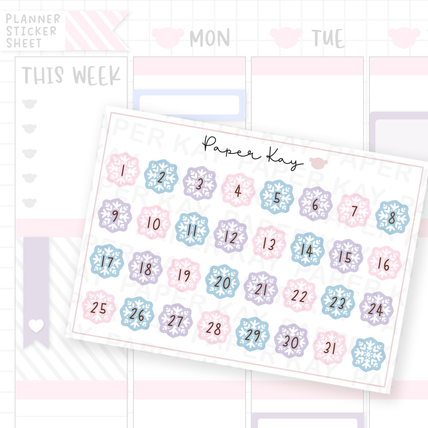 Snowflake Date Dot Stickers