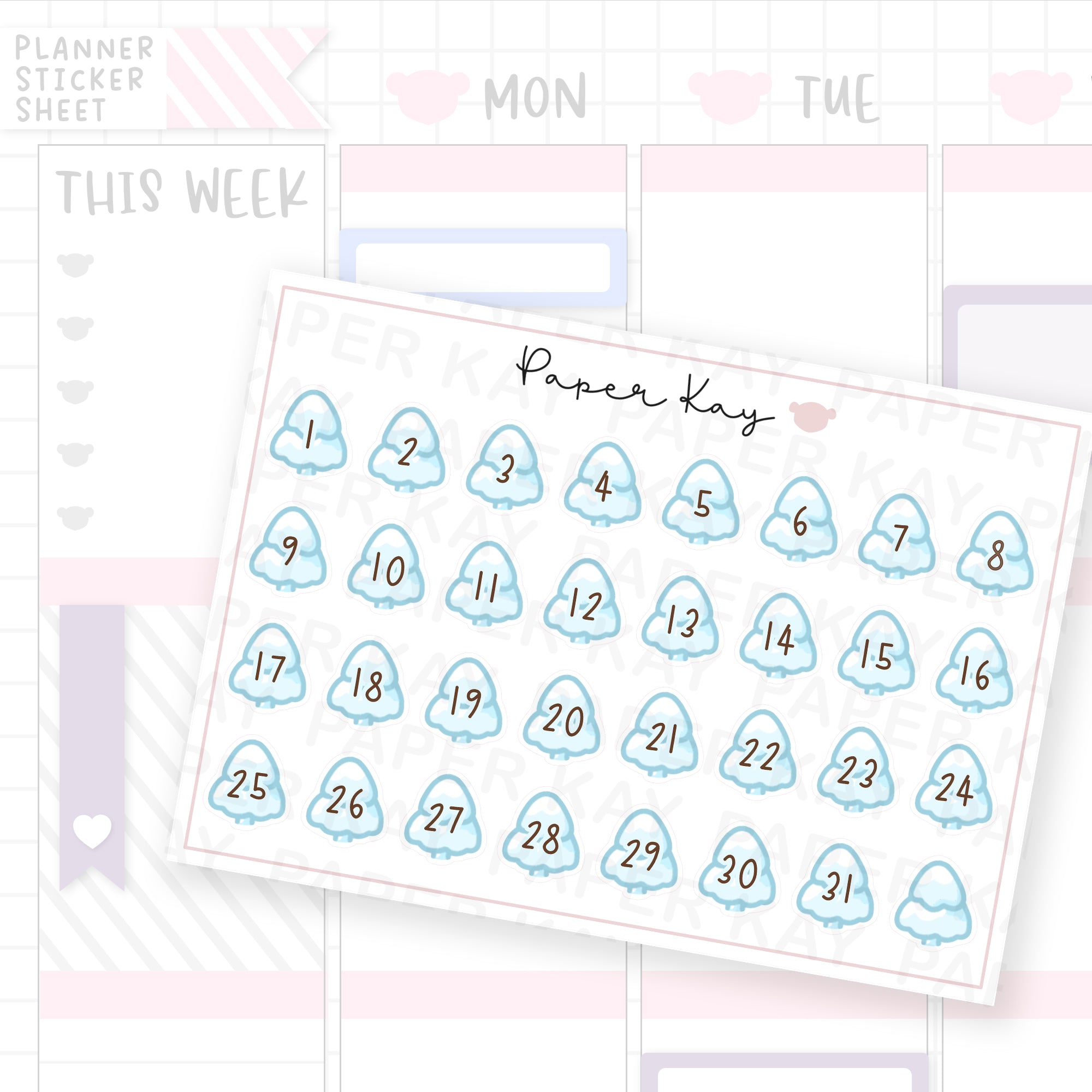 Winter Trees Date Dot Stickers