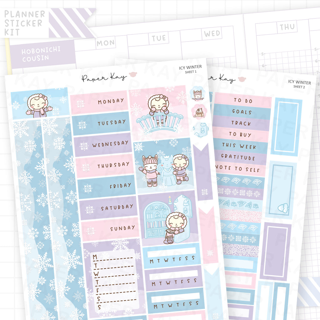 Icy Winter Hobonichi Cousin Sticker Kit