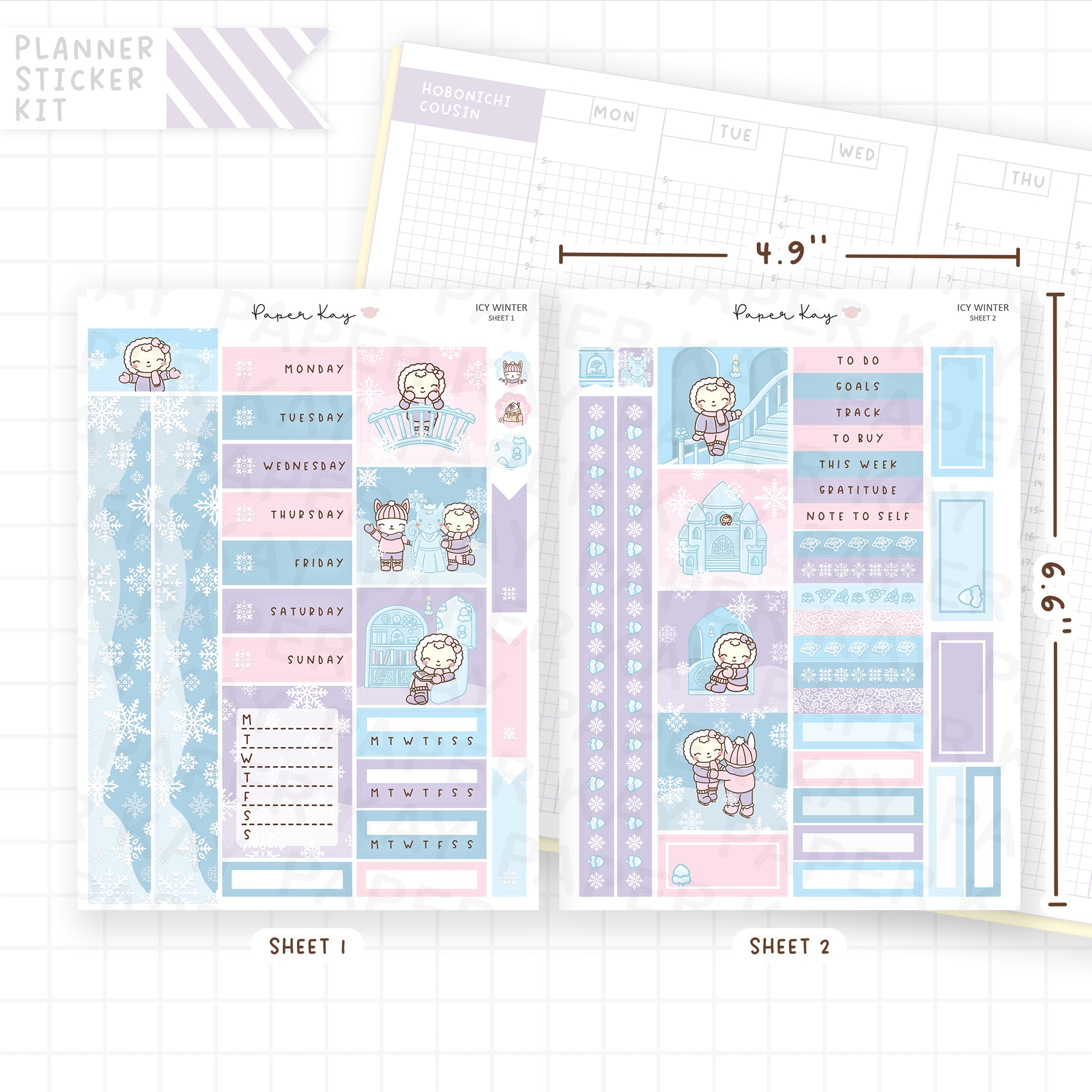 Icy Winter Hobonichi Cousin Sticker Kit