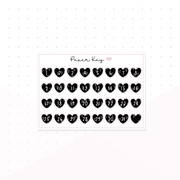 Black Heart Date Dots - Keep Life Simple - Planner Stickers