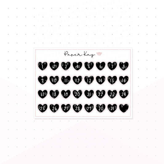 Black Heart Date Dots - Keep Life Simple - Planner Stickers