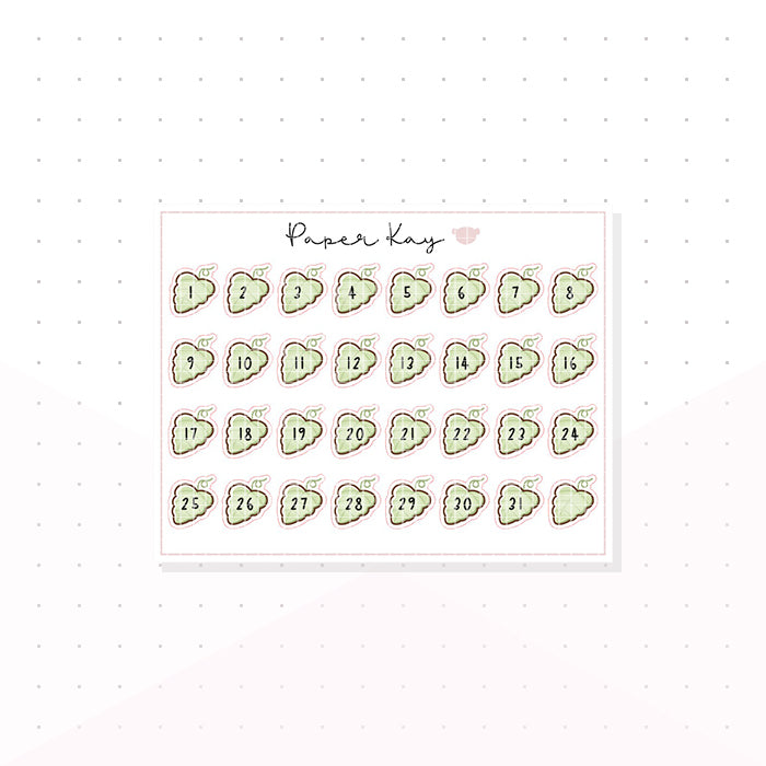 Mini Leaf Date Dots - Planner Stickers