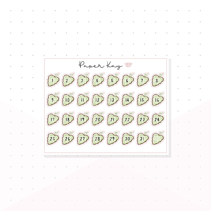 Mini Leaf Date Dots - Planner Stickers