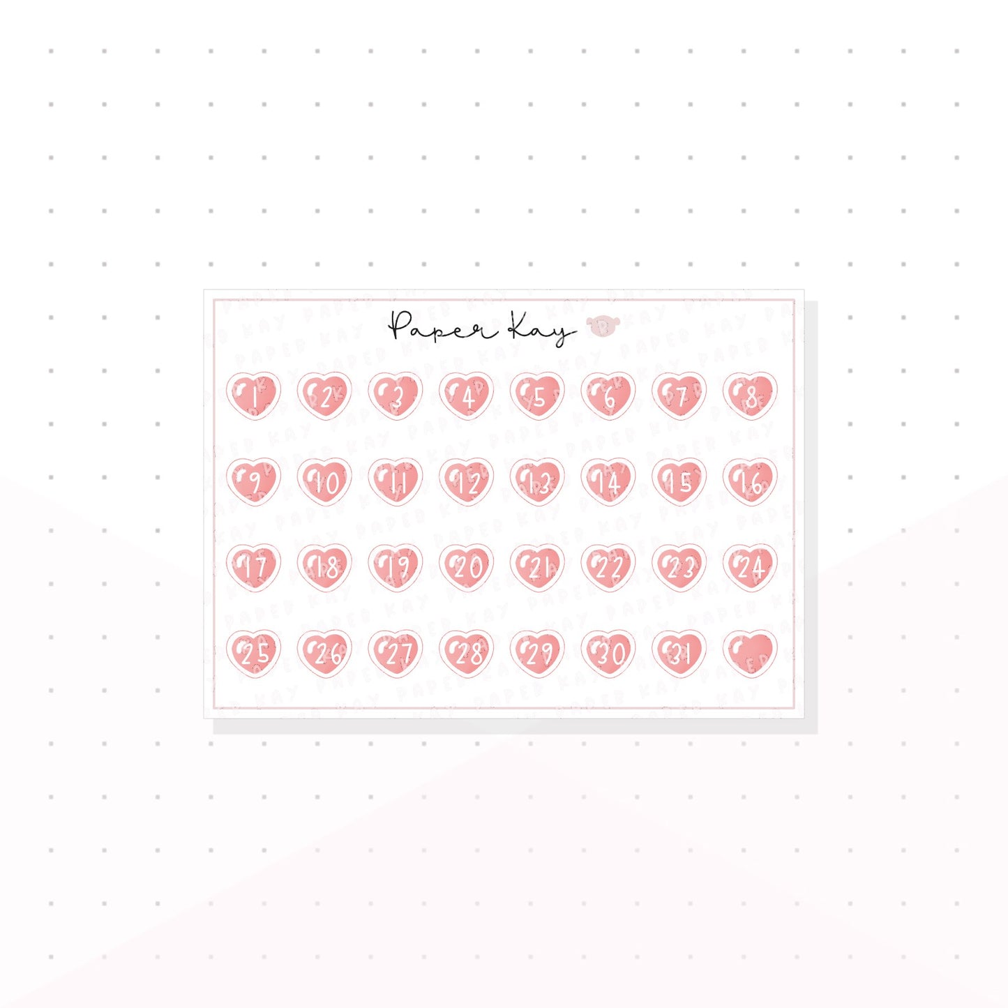 Pink Love Heart Mini Date Dots - Planner Stickers